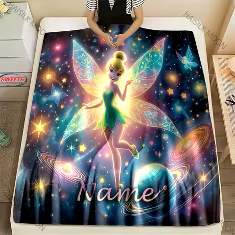 3D Wonderful Fairy Tinker Bell Customized Blanket Custom Name New Office Nap Blanket Air Conditioning Blankets Gift Fast Arrival