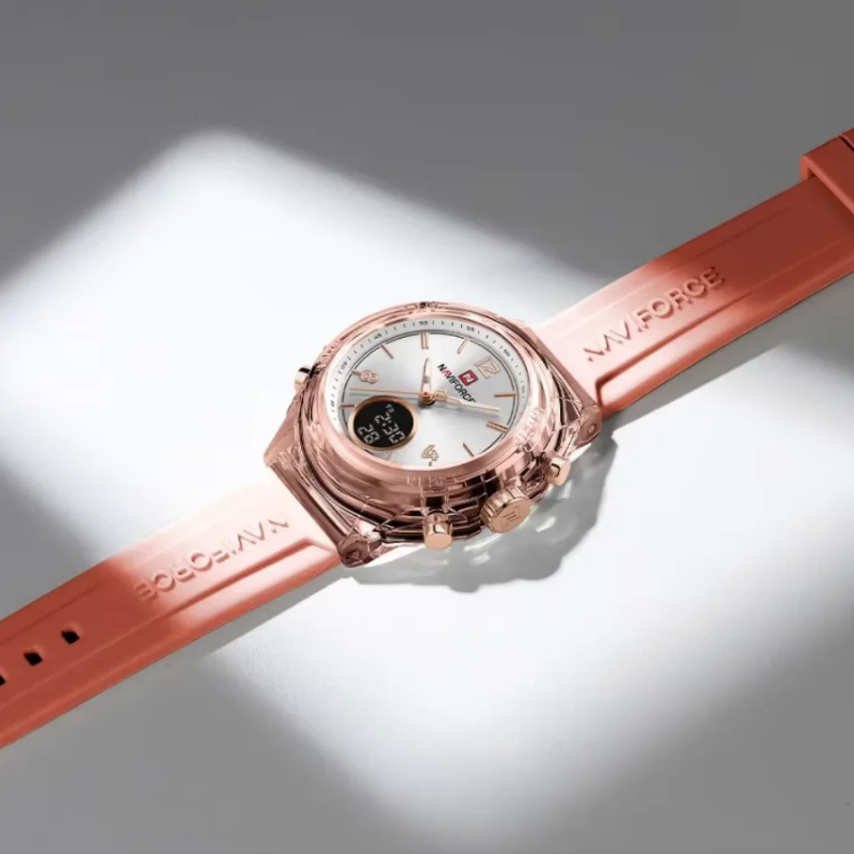 NAVIFORCE Watches for Woman New Design Small Dial Sport ladies 5ATM Waterproof Quartz LCD Digital Display Wristwatch RelojMujer
