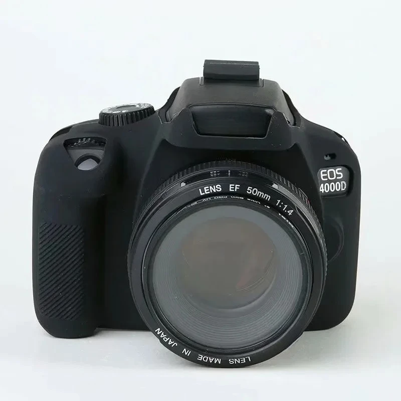 Weiche Silikonkautschuk-Körperabdeckung, für Canon EOS 4000D 3000D Digitale Schutzhülle Fototasche + kostenlose gehärtete Folie