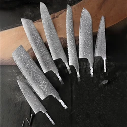 TURWHO 1-7PCS Japanese Hand Forged Chef Knives Blank Blade DIY Damascus Steel VG10 Kitchen Knife Blade DIY Making Handmade Knife