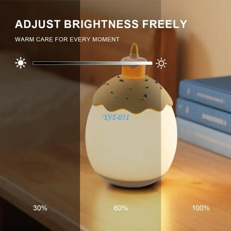 E15A Siliconen Draadloos Nachtlampje Cartoon Eieren/Cake Nachtlampje Nieuwigheid Bedlampje