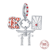 925 Sterling Silver Japanese Fox Face Charm Flag Charm Jewelry Making For Classic Bracelet Men's Women Fashion Jewelry DIY Gifts