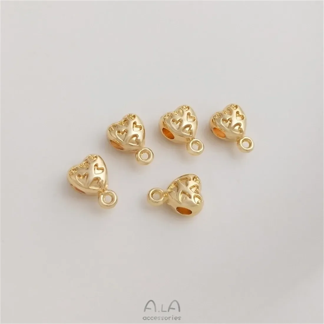 

14K Gold-filled Heart-shaped Heart Hanging Ring Beads Handmade DIY Bracelets Necklaces Jewelry Beaded Hanging Charm Accessories