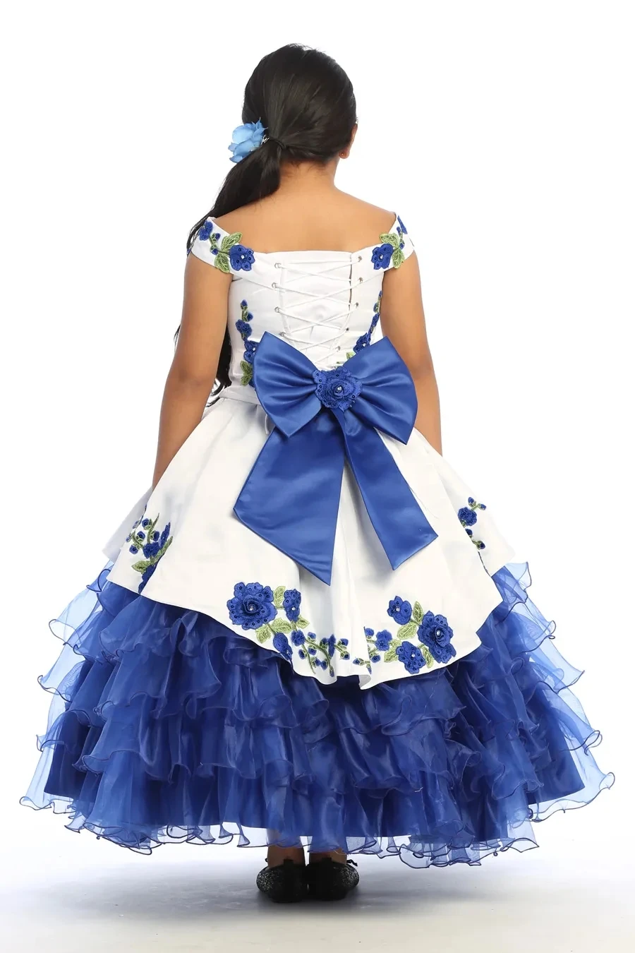 Blue Mini Quinceanera Dresses Mexican Organza Appliques Flower Girl Dresses For Weddings Charro Pageant Dresses Baby Customized