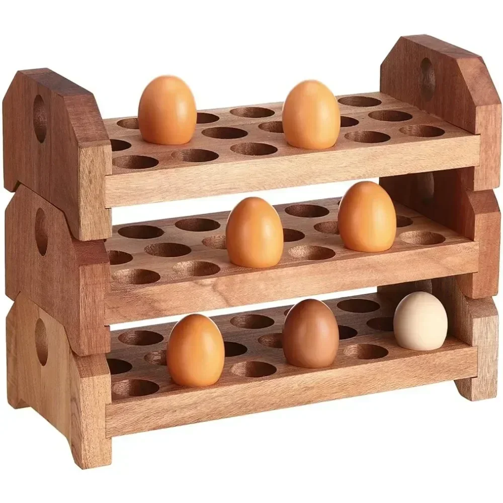 

Dream House Wooden Egg Holder Countertop Egg Storage Trays Hold Fresh Egg Stackabl organizer kitchen