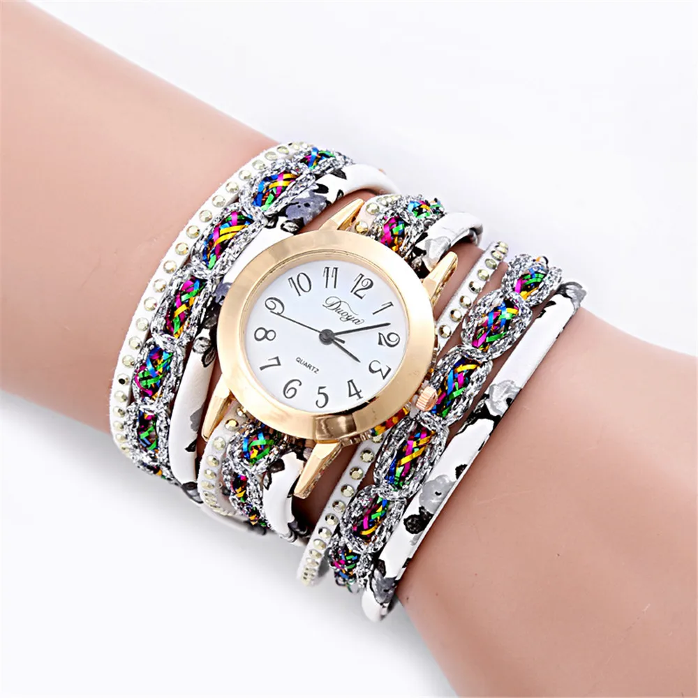 Colorful Rhinestone Bracelet Watch Rivet Circle Women Wrist Watches