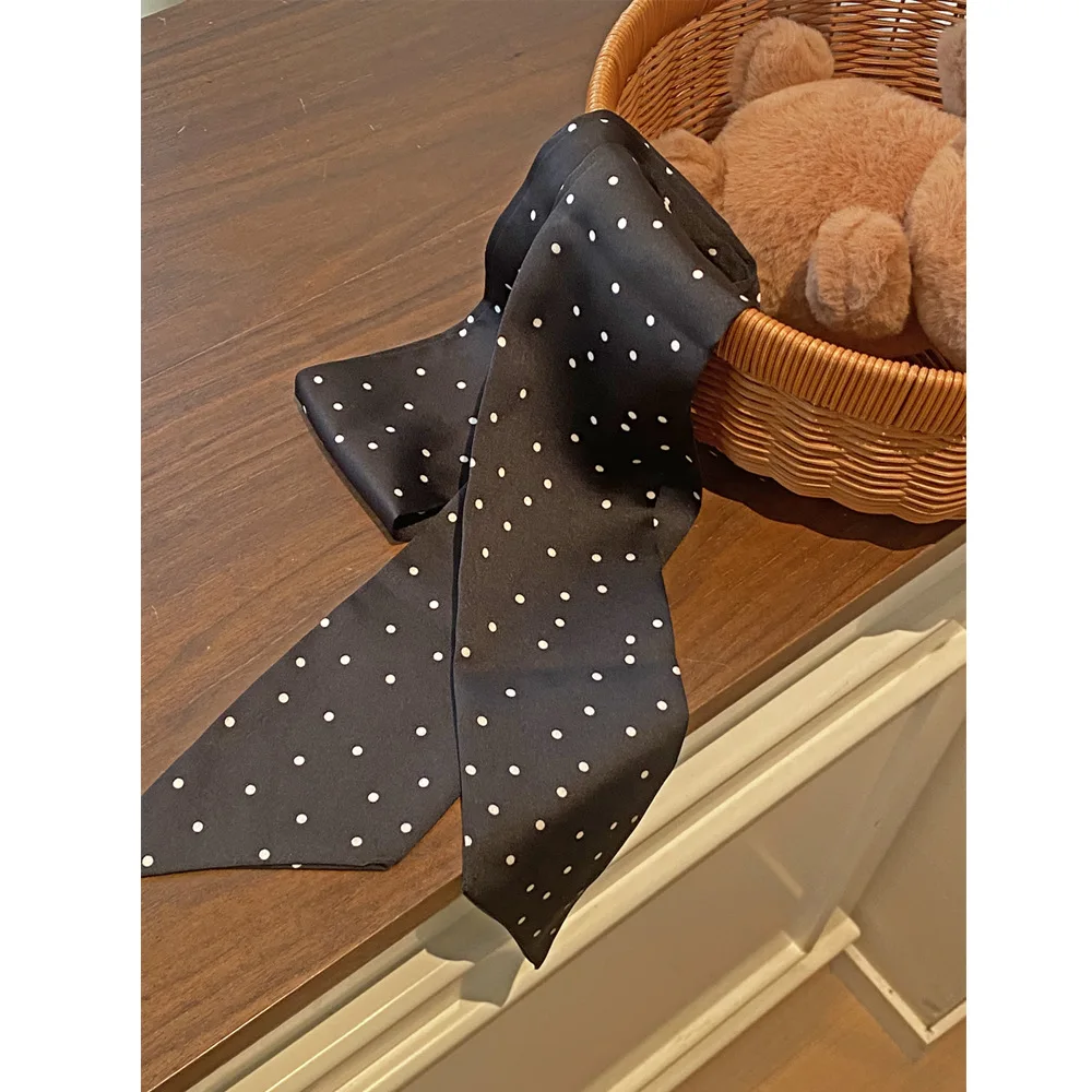 프리미엄 넥 스카프 폴카 도트 스트리머 롱 와이드 버전 스몰 스트리머 봄 여름 기질 프렌치