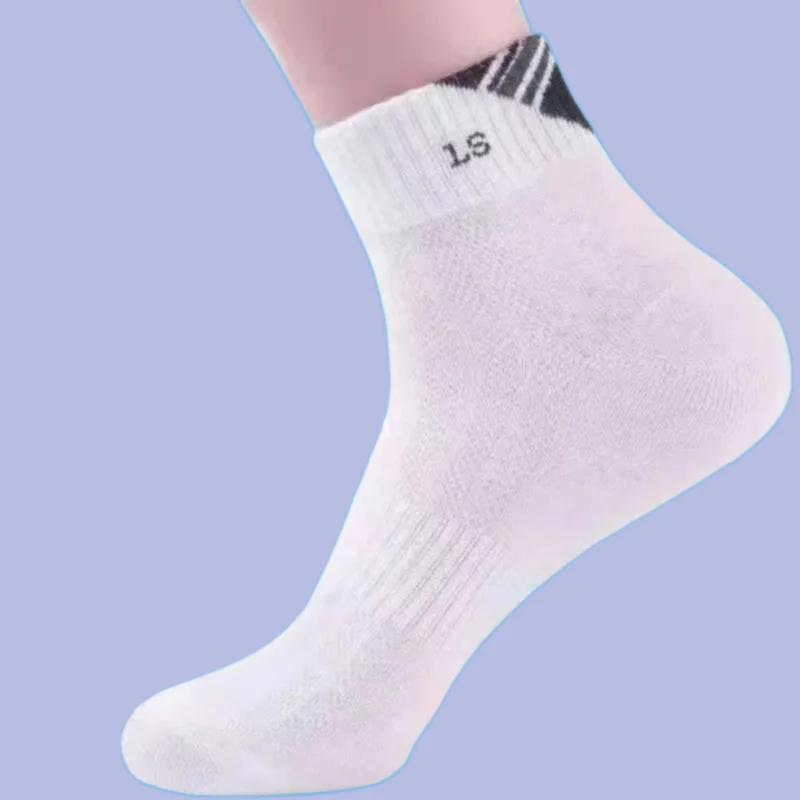 

5/10 Pairs Deodorant Sweat-absorbent Long Breathable Middle-tube Socks Summer Thin Sports Middle-tube Socks Men's Mesh Socks