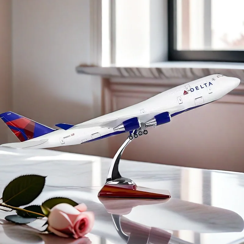 

Airplane Model Toys Diecast Resin Delta Boeing 747 Airplane Aircraft Airlines Airways Air Bus with Lights Toys Gift Home Decor