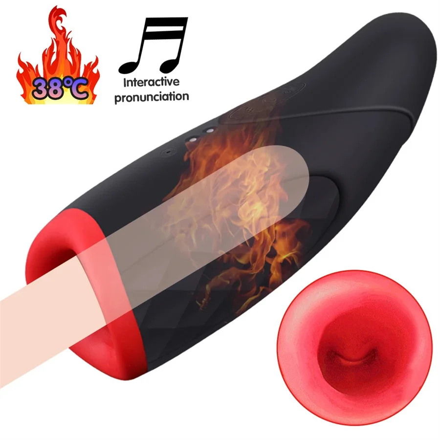 เครื่องทําความร้อนอัตโนมัติ Masturbator คัพ Vibrator ช่องปากเพศ Deep Throat สําเร็จความใคร่อวัยวะเพศชาย DELAY TRAINER อมควยเพศของเล่นสําหรับผู้ชาย