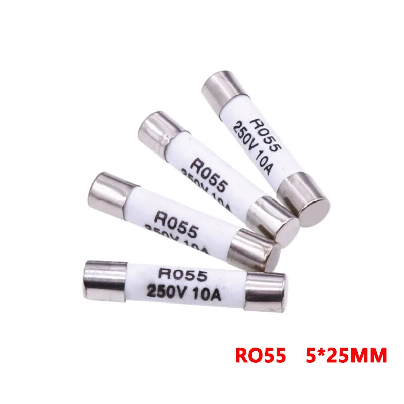 Ceramic Tube 5 * 25mm 0.5A/1A/2A/3A/4A 6A10A20A 250V RO55 Fuse