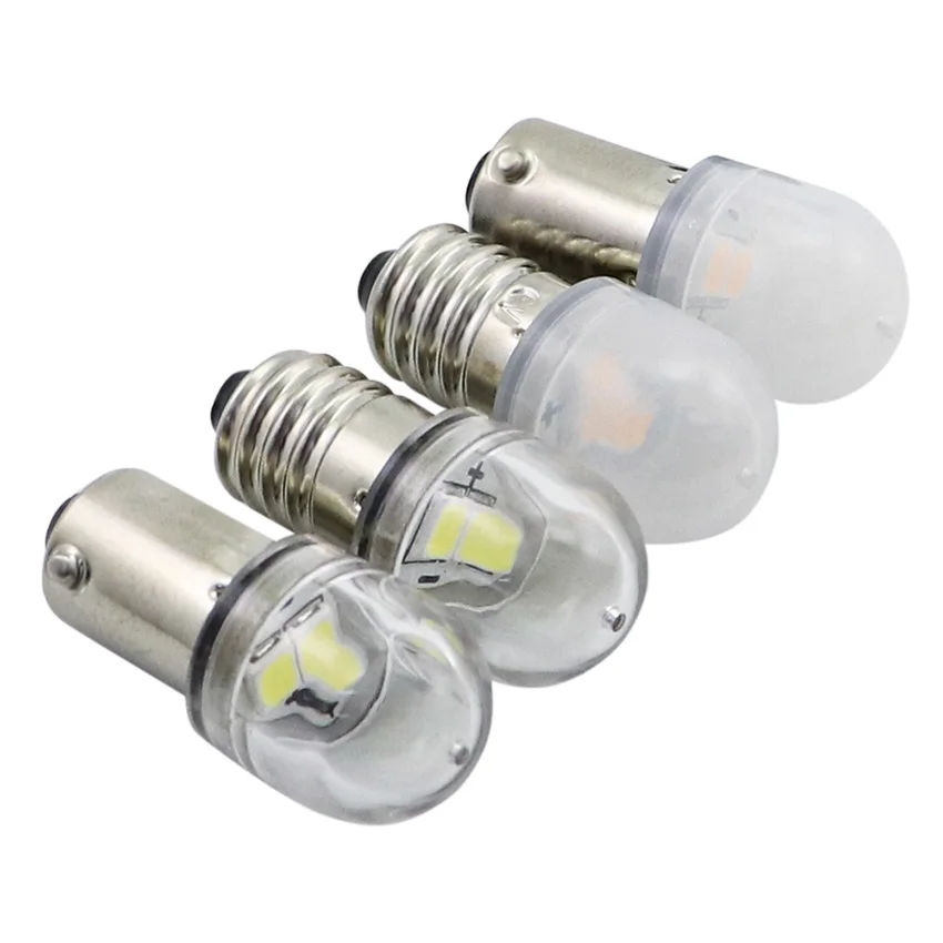 Bombilla de linterna LED E10 Ba9s, 5 piezas, 6V, 12V, 24V, reemplazo de lámpara, blanco cálido