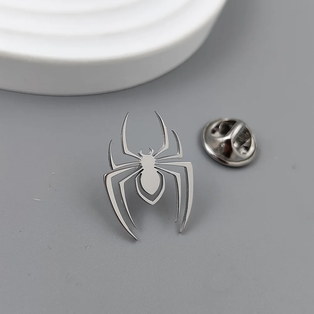 Personalized Gothic Spider Brooch Stainless Steel Badge Pins Fashion Jewelry Accessories Halloween Festival Gifts for Men