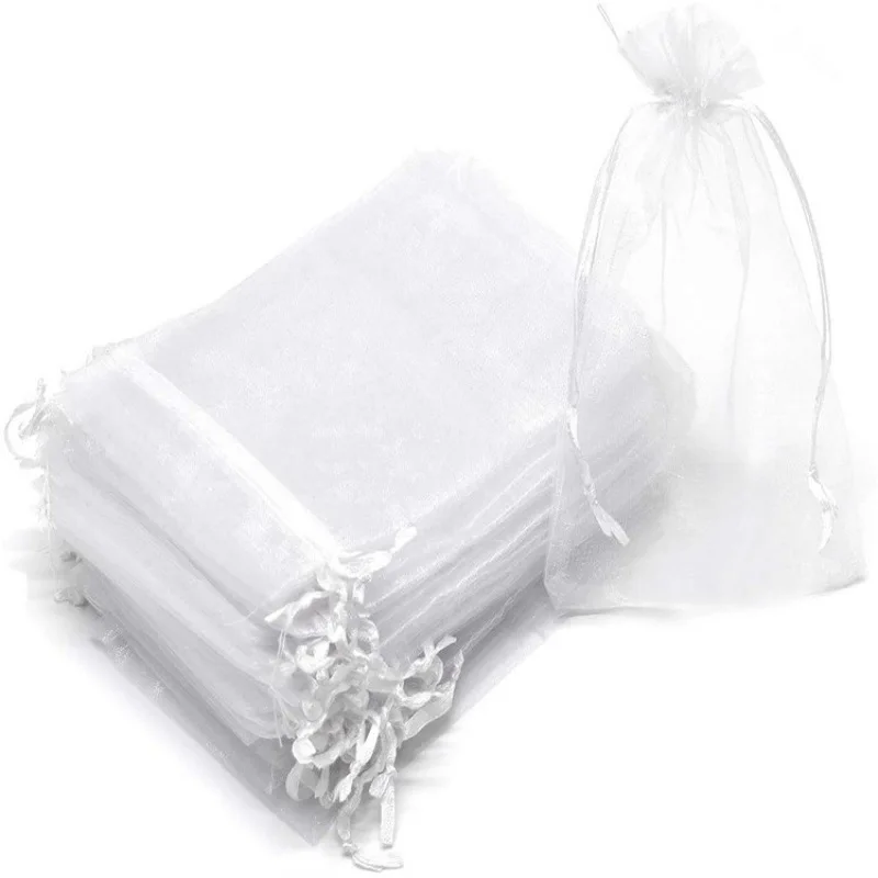 Organza Drawstring Bags Folding Hand Fan Pouch for Party Wedding Favor Gift Candy Jewelry Packaging Fan Storage