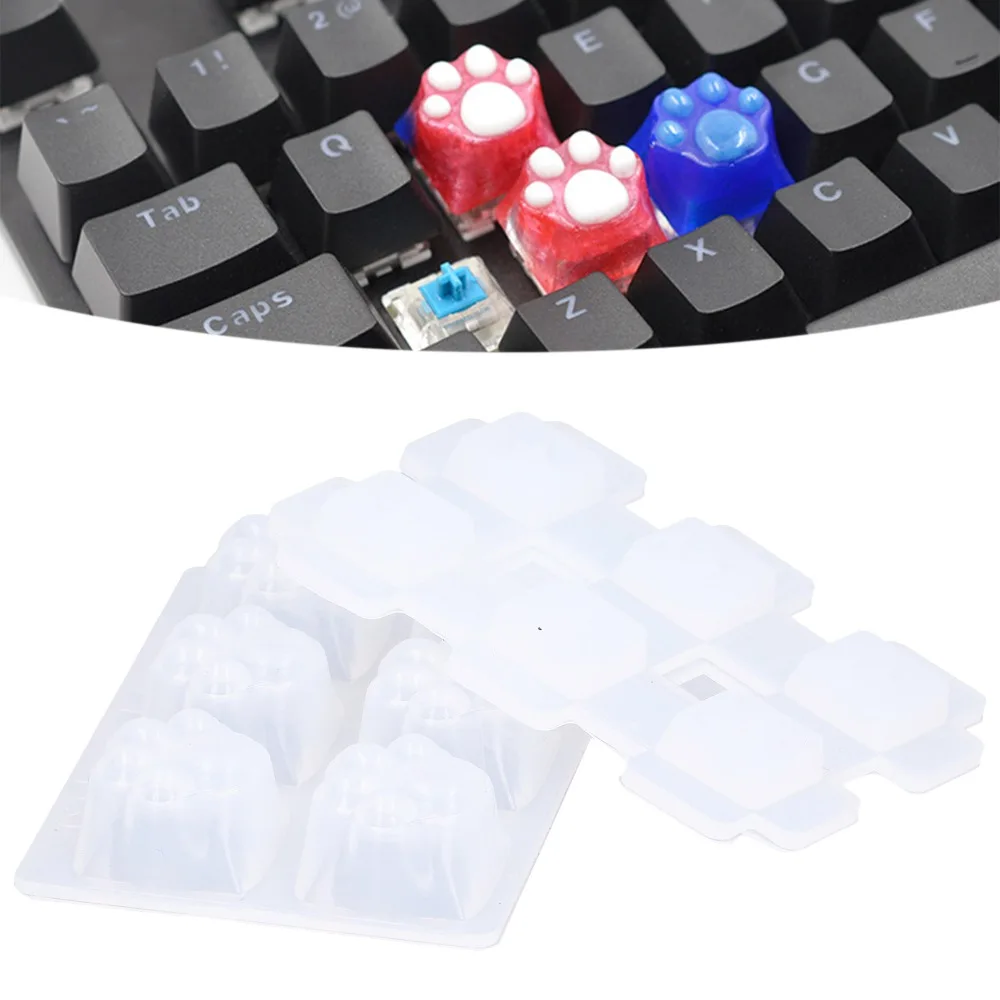 2pcs Resin jewelry DIY Cat Claw Resin Casting Mould Durable White Silicone Keycaps Silicone Cute Keycap Mould Gamer