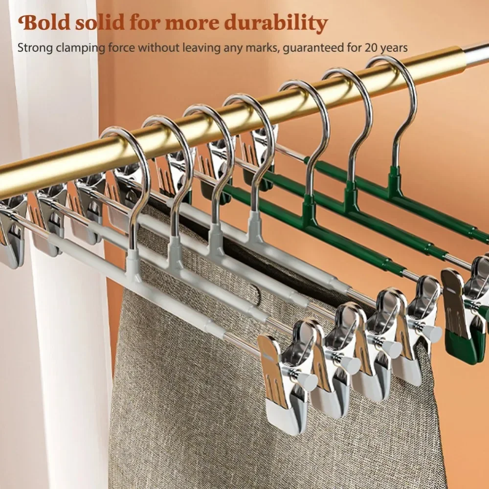 Pant Hangers Heavy Duty with Adjustable Clip Pants Skirt Hangers Non Slip Shorts Hangers Saving Space Stainless Steels