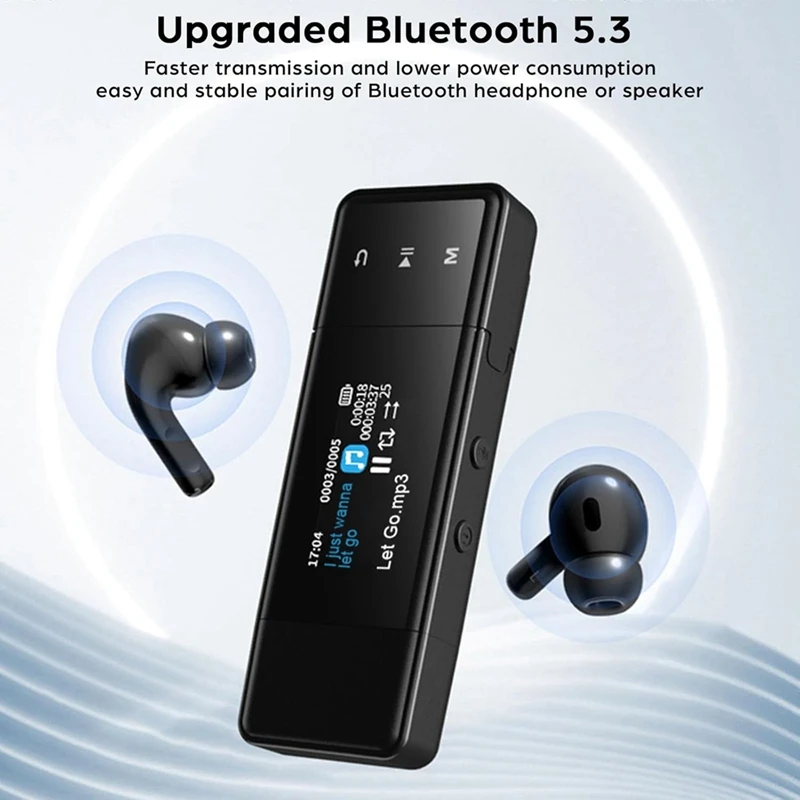 2-In-1 Type C & USB Bluetooth 5.3 MP3 Player Portable Sports Clip-On Music Player Lossless Sound Music MP4 Player-64G