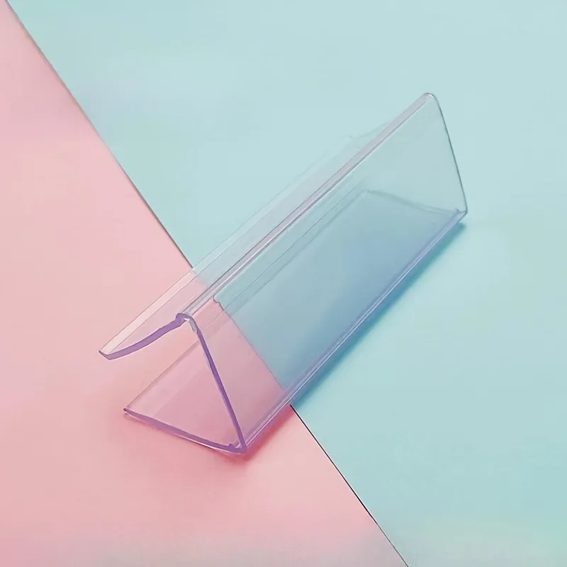 20 قطعة من مشابك الرف البلاستيكية المتينة للملصقات والعرضات - حامل بطاقات ملابس شفافة مع بطاقات بيضاء متضمنة