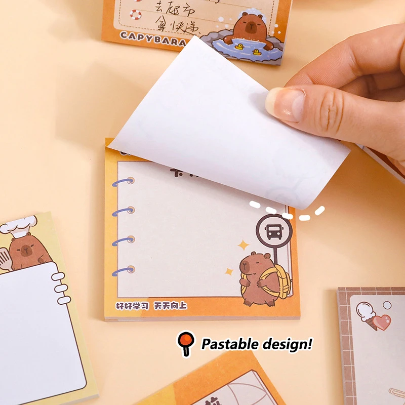 50 Sheets Cute Cartoon Capybara Sticky Note Self-adhesive Message Book Notebook Students Stationery School Supplies Gifts