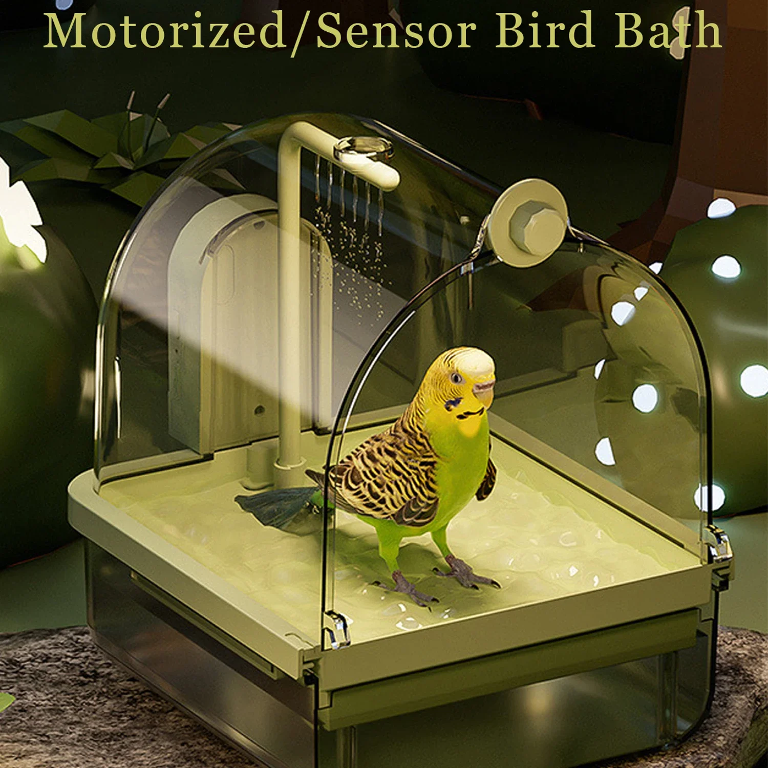 

Smart Sensor Automatic Shower Box for Bird USB Electric Model Bird Bathtub with Screw Hooks Clear Parrot Bathtub Hanging Bathtub