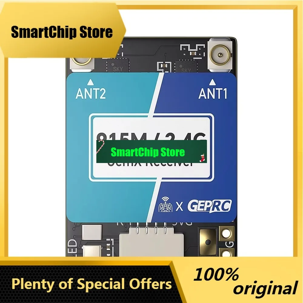 Receptor SmCpGEPRC ELRS 915M / 2.4G GemX Gemini, Frecuencia de Actualización de 25-1000Hz, Voltaje 5V, Potencia de Retorno 100mw, Antena para Dron FPV RC