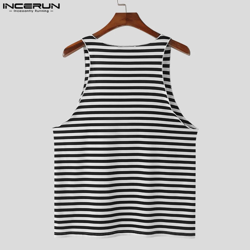 2024 Men Striped Tank Tops O-neck Sleeveless Casual Male Vests Summer Streetwear Cozy Loose Fashion Men Clothing S-5XL INCERUN