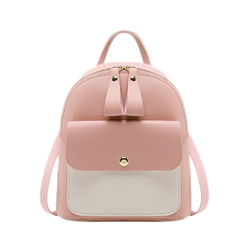 Women Girls School Bag Pu Leather Backpack Mini Backpack Purse Travel Handbag,Pink