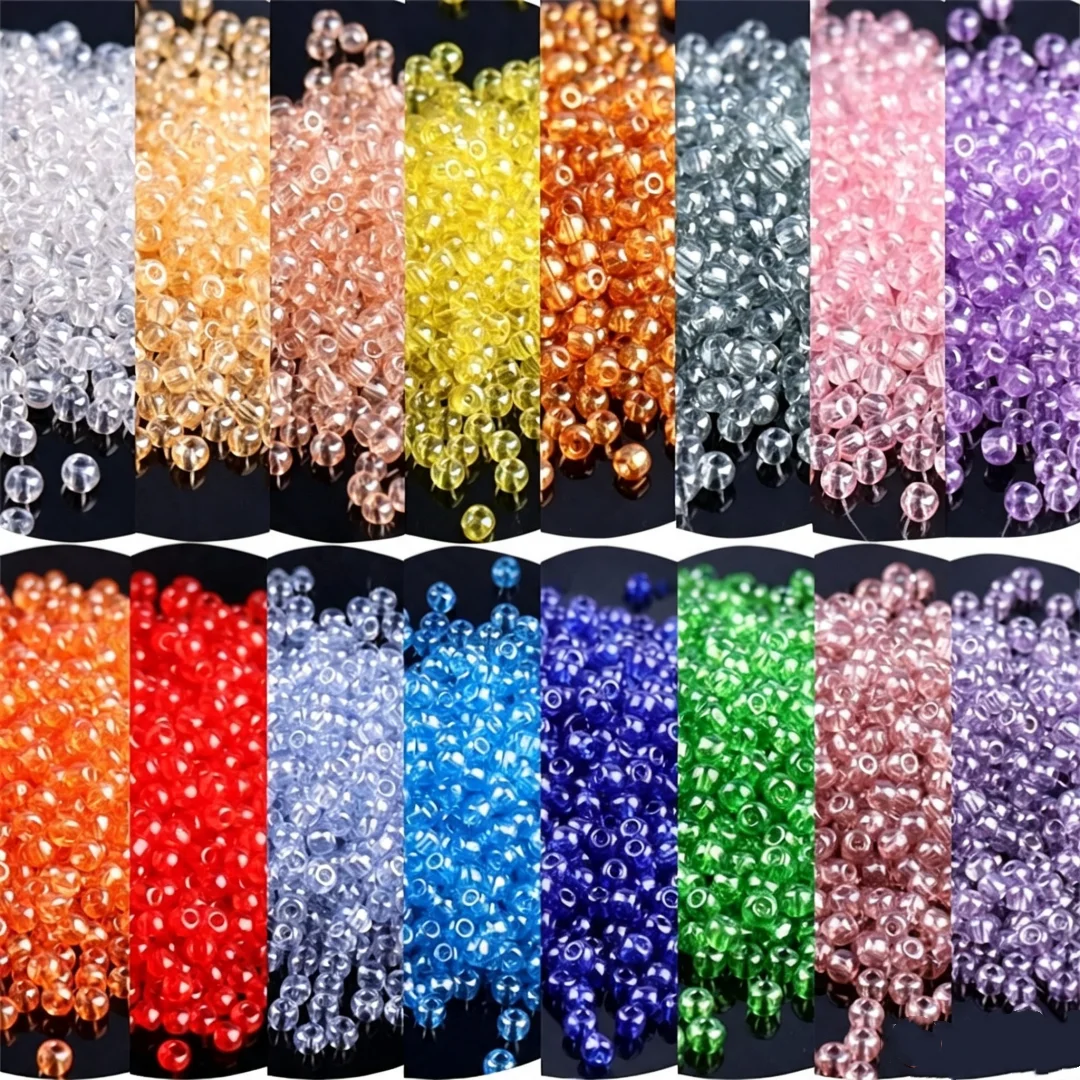 Perles de rocaille en verre Transparent Oling, uniforme 2/3/4mm, perles d'espacement rondes tchèques colorées pour bricolage de bijoux, accessoires de fabrication de bracelets