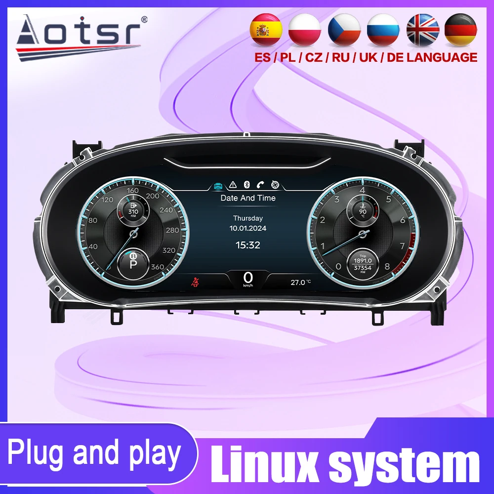 

Цифровая приборная панель, виртуальная приборная панель для кабины для Bentley Flying Spur Continental GT 2012-2017, датчик высокого разрешения