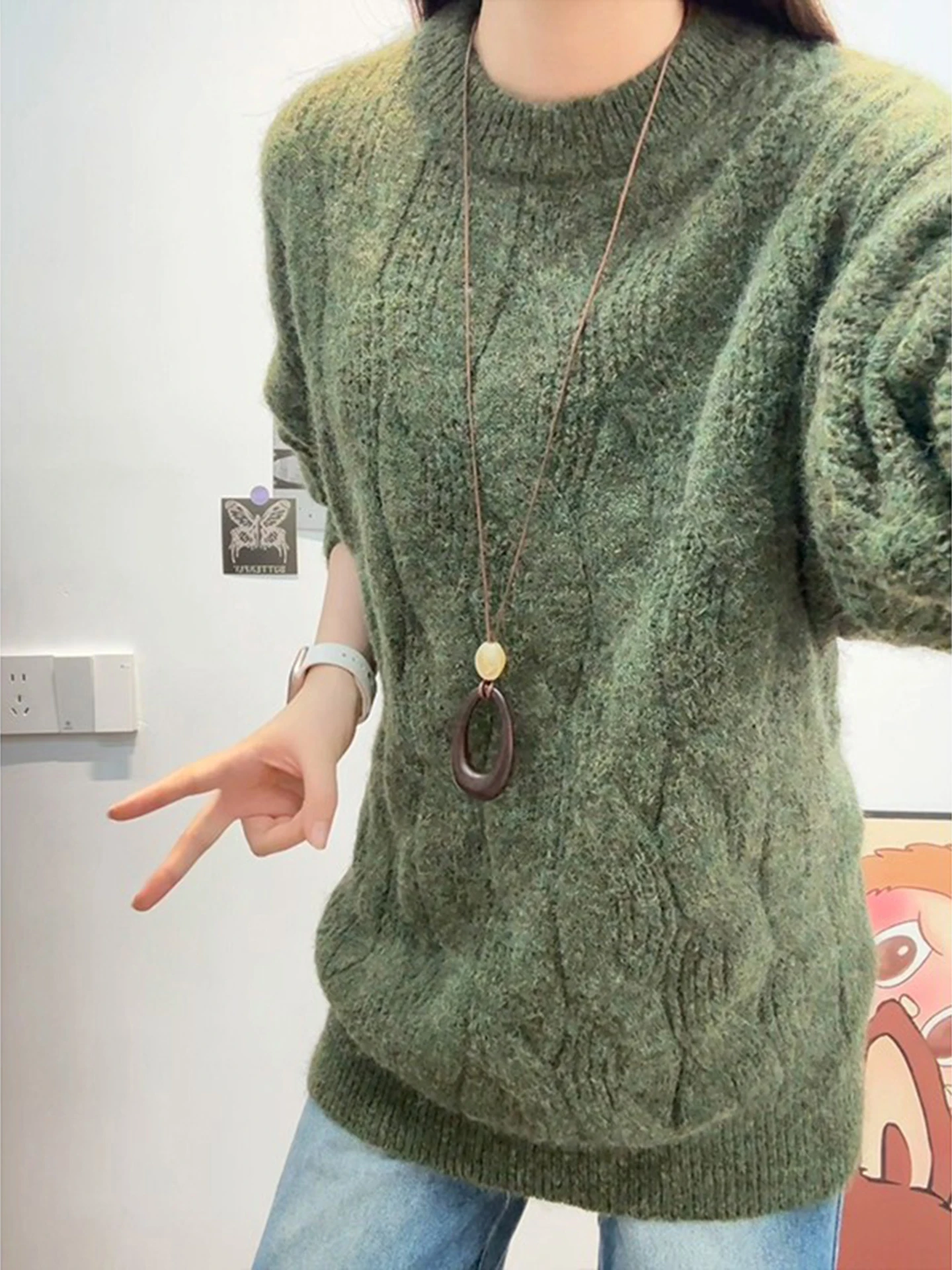 

American Sle round Ne Knitwear Men's Loose Fit Casual Sweater Inner Wear Winter Season Comfortable Warmth Color