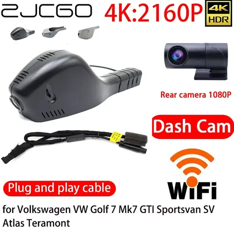 ZJCGO 4K Auto DVR Dash Cam Wifi Vorne Hinten Kamera 24h Monitor für Volkswagen VW Golf 7 Mk7 GTI Sportsvan SV Atlas Teramont