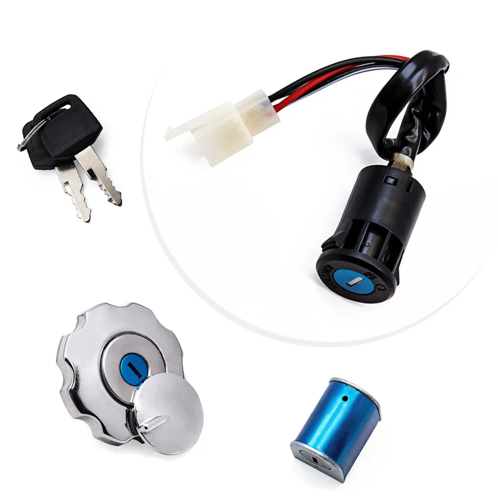 

Motorcycle 4 Wire Ignition Switch Kits For Honda CG125 ZJ125 fuel tank Cap+Lock key Kits Helmet Seat Lock Key Set+Steering Lock