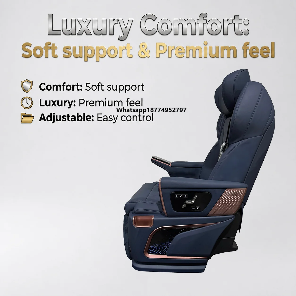 Top Selling Luxury Car Executive Seat with Manual Swivel Wireless Charge Heated Leather for Large MPV Vito HiAce Coaster