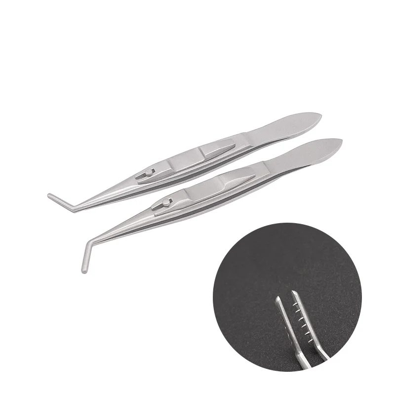 Left and Right Strabismus Forceps Locking Strabismus Forceps Self-Locking Locking 6X6 Teeth