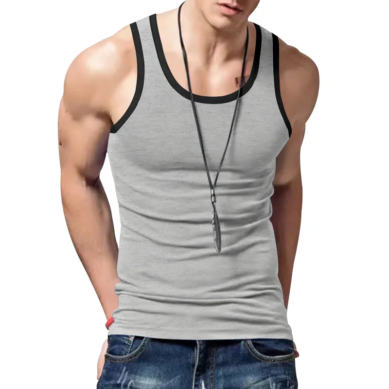 الرجال عبر الحدود الأوروبية والأمريكية الأزياء الرياضية التباين اللون التجفيف السريع I-word سترة دون أكمام عامل مخصص مجاني