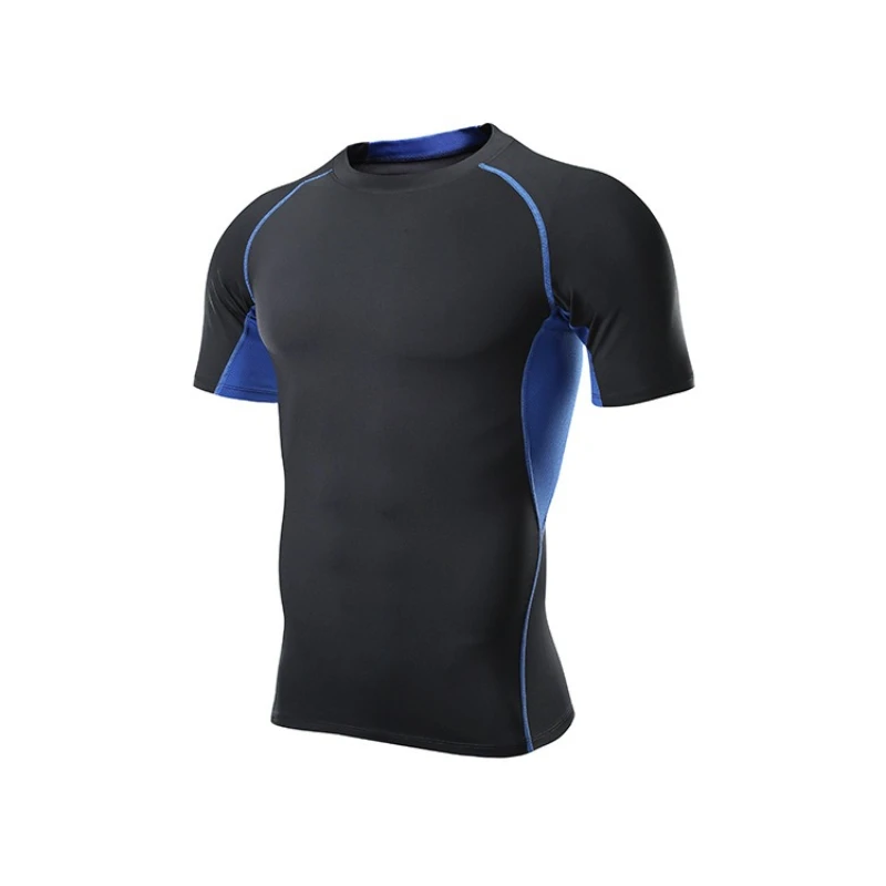 Men's Quick Dry Round Neck Swim Shirt High Elasticity Tight Fitness T-Shirt