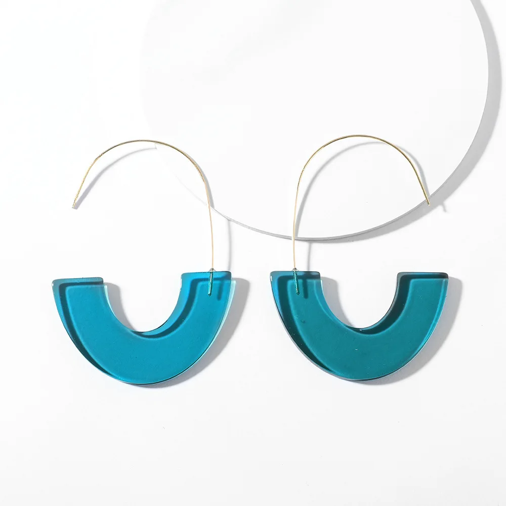 Exaggerated Semi-circular Acetate Acrylic Sheet Ear Hook for Women Minimalist Metal Personalized Earring Fashion Jewelry