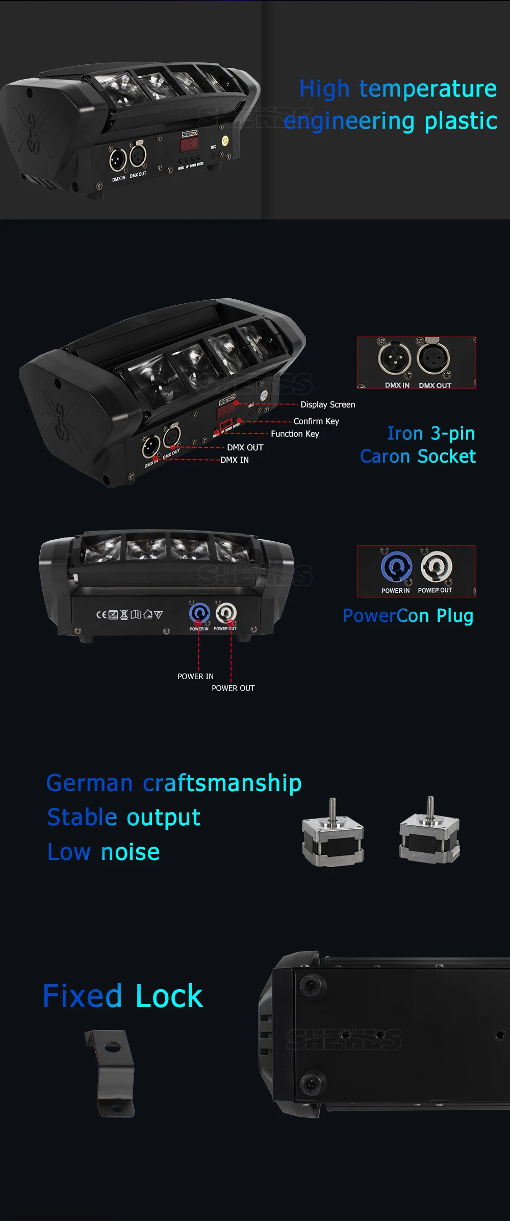 SHEHDS 8X6W Mini LED Strahl Moving Head RGBW Beleuchtung Bühne Licht Gut Für Partys DJ Disco hochzeit Dekoration Nachtclub Lichter – Detail 5