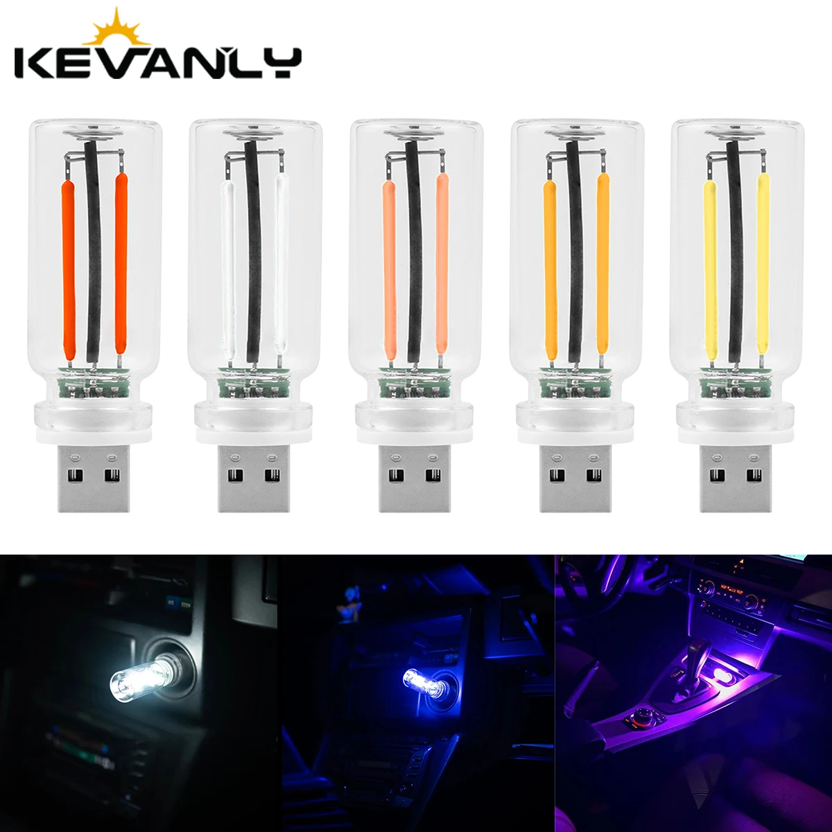 1X LED Filament Touch Dimming Bulb Retro USB 0.3W Night Light 5V Retro LED Edison Bulb Camping Incandescent Decorative LED Light