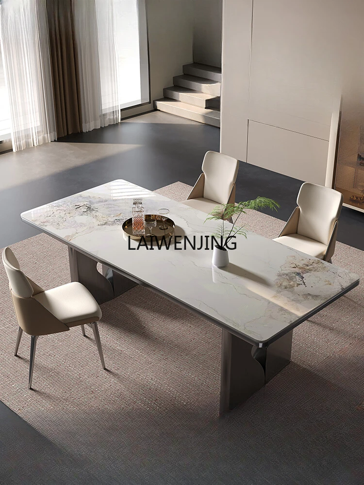 

MJY rock slab rectangular light luxury simple high-end Italian minimalist dining table and chair combination