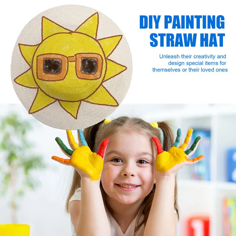 20 Pcs DIY Straw Hat Set Beach Summer Work Farmer Hats for Men Women Kids Cowboy Birthday Decoration-A62I