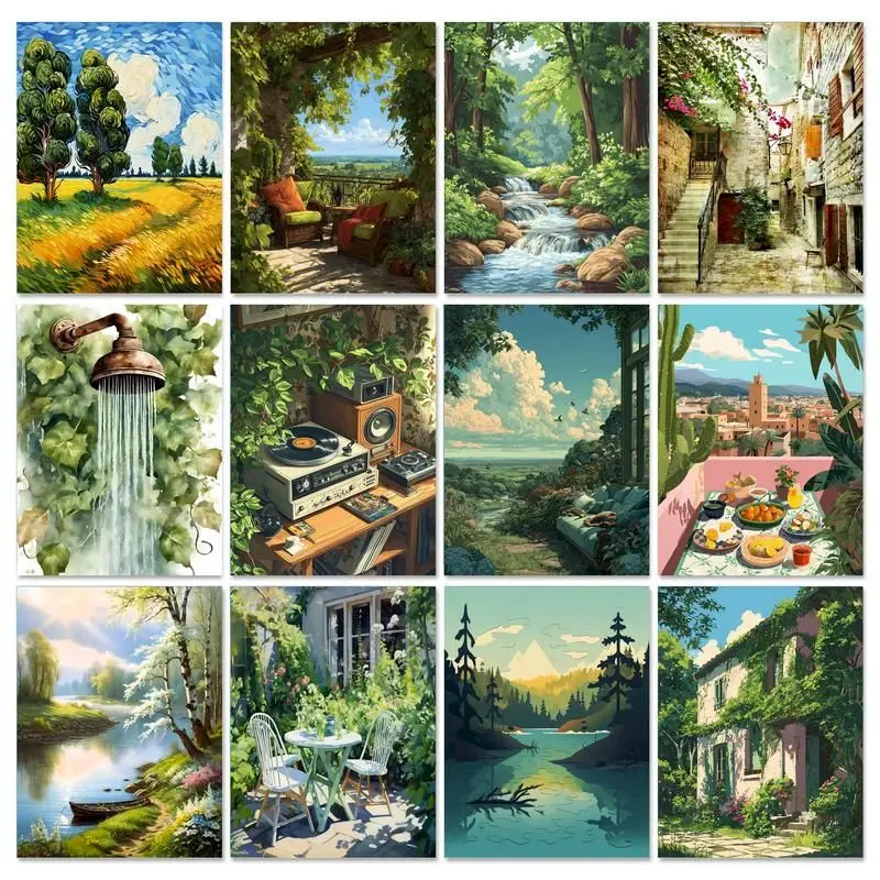 

GATYZTORY Paint By Numbers Nature Drawing On Canvas Hand Painted Painting Gift DIY Pictures By Number River Kits Art Home Decor