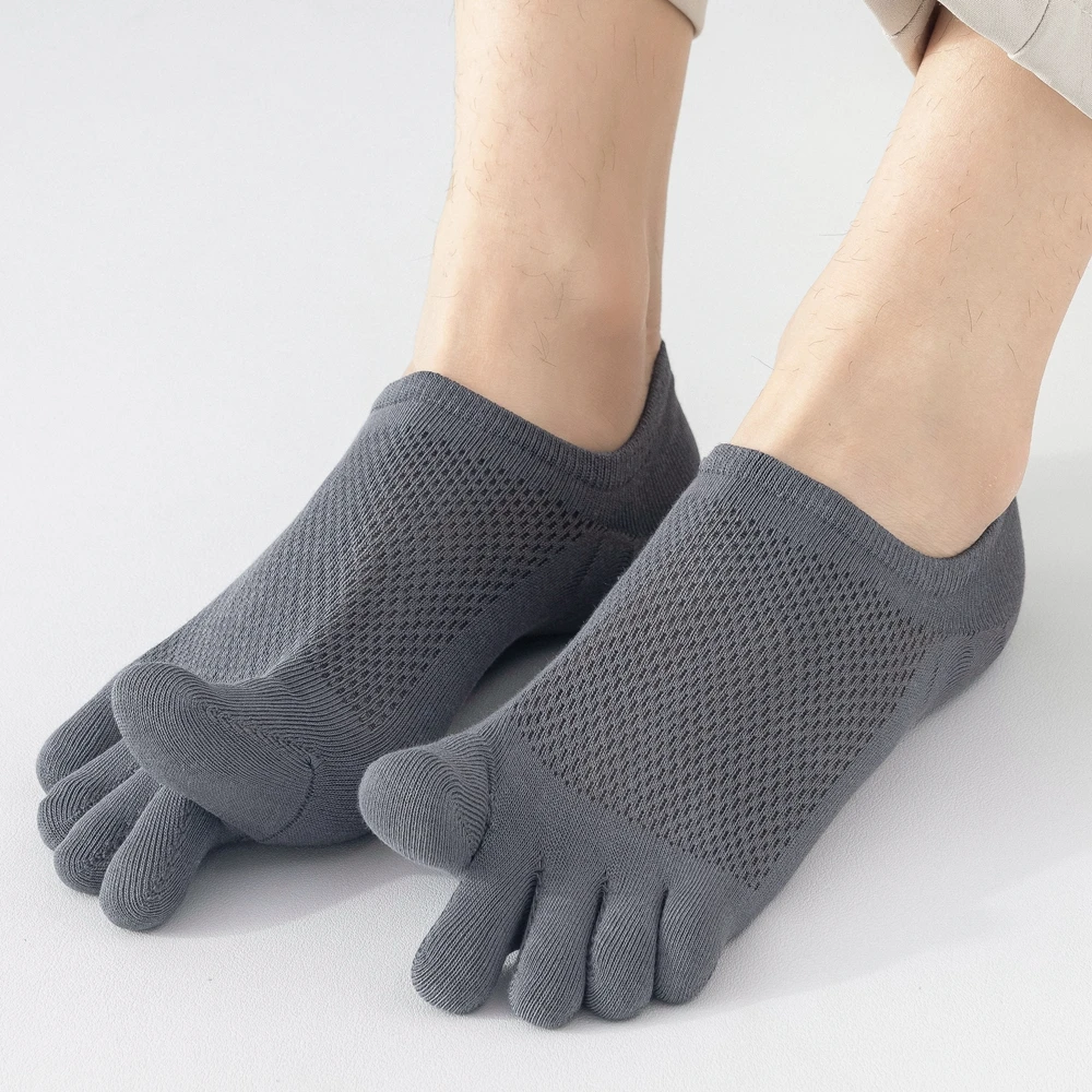 3 Pairs Summer Mesh Toe Socks Men High Quality Cotton Thin No-show Socks Invisible Man Five Finger Socks