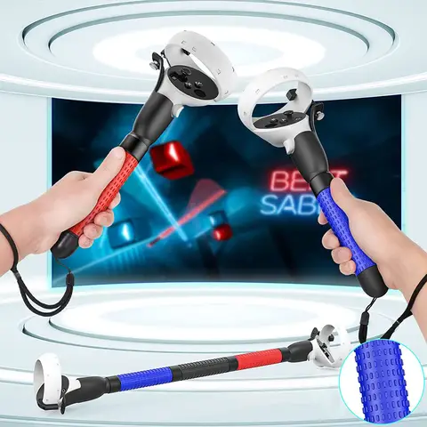 확장 그립 핸들 VR 게임 골프 액세서리 Oculu Quest 2 컨트롤러용 Beat Saber Golf + Tennis 재생