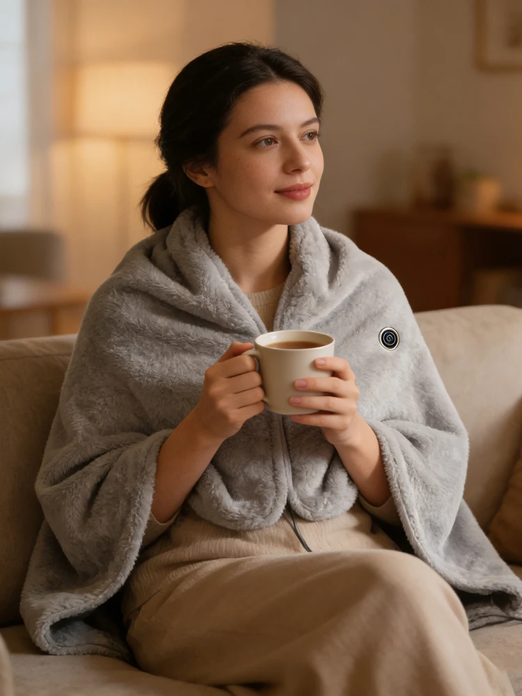 

USB Electric Heated Blanket Wrap Shawl with 3 Heating Level Heated Shawl Wrap Washable for Camping Travel Office