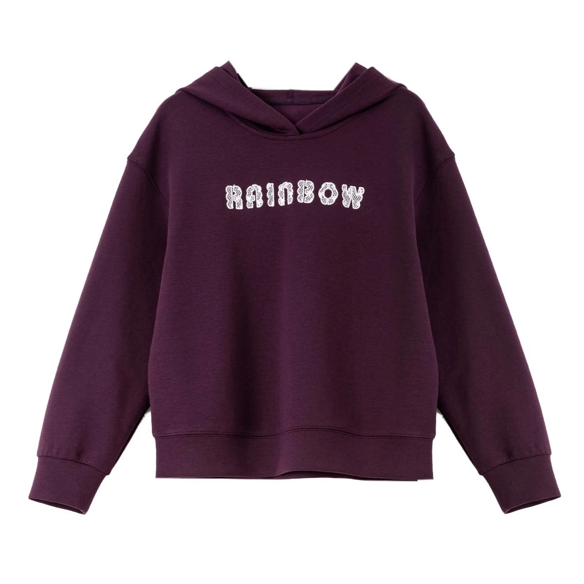VIMLY Hoodies Woman Letter Embroider Purple Autumn 2025 New Casual Long Sleeve Loose Tops Sporty Knitted Sweatshirt Female A1977