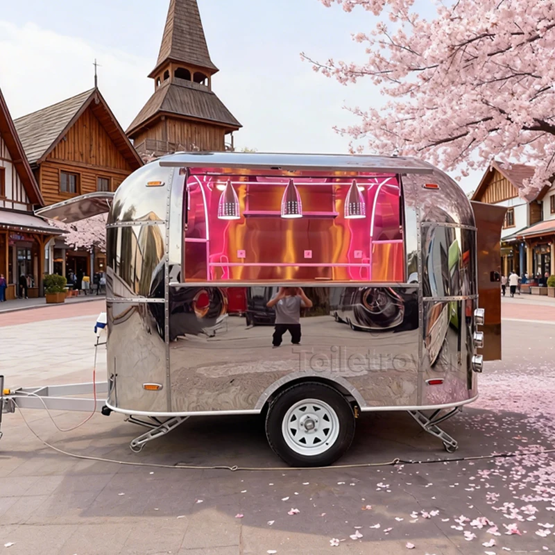 

United State Food Truck with Full Kitchen Concession Bbq Food Trailer with Porch Fully Equipped Custom Food Truck