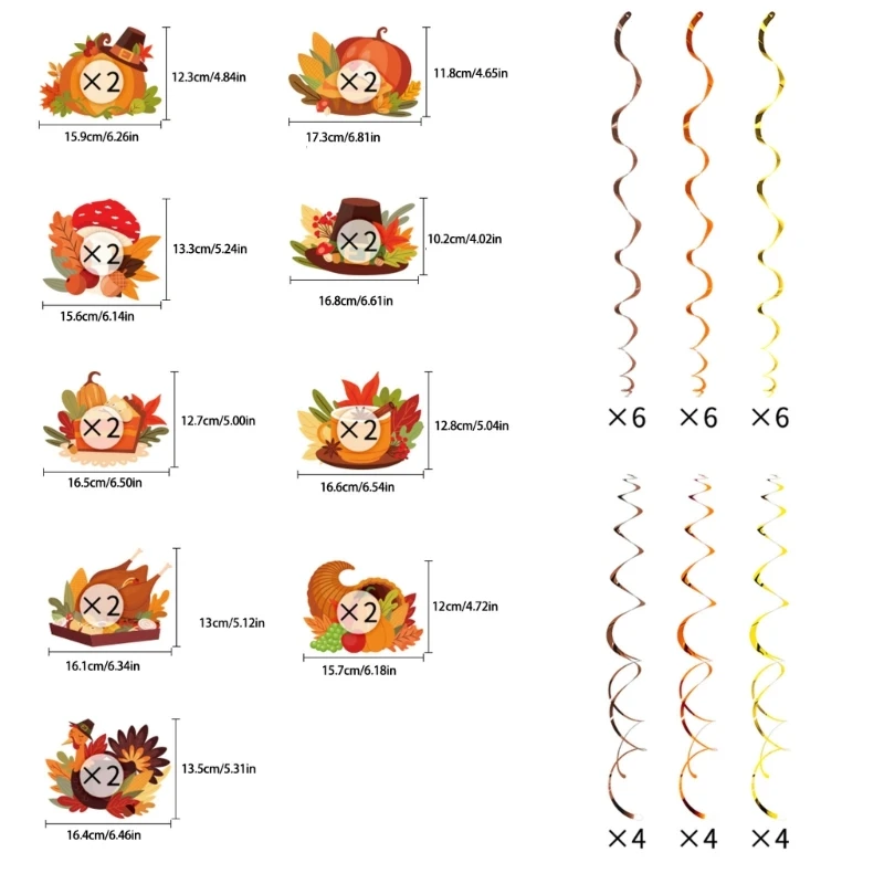 우아한 추수 감사절 소용돌이 교수형 추수 감사절 소용돌이 매달려 장식 창의적이고 다채로운 축제 장식 드롭 배송