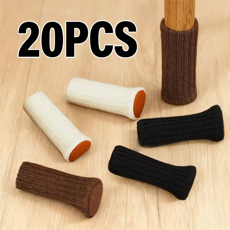 

20Pcs Chair Legs Socks Knitted Furniture Feet Floor Protectors Anti-slip Pads Silent Thicken Table Chair Leg Socks Covers