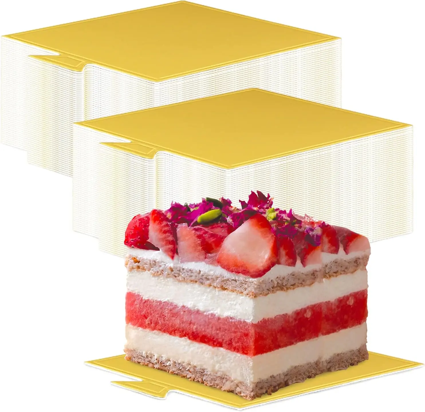 50Pcs Golden Cake Base Disposable Mousse Dessert Board Food Paper Mat Cupcake Display Tray Baking Tool